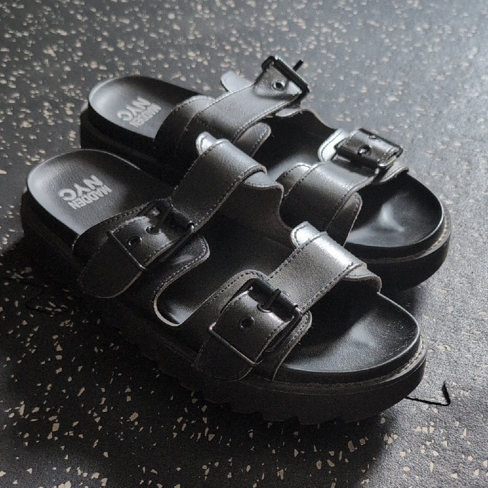 Black Double Strap Sandals